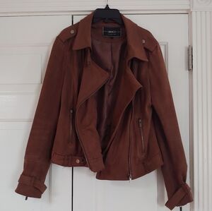 BNCI by Blanc Noir Brown Faux Suede Leather Moto Jacket‎ size M